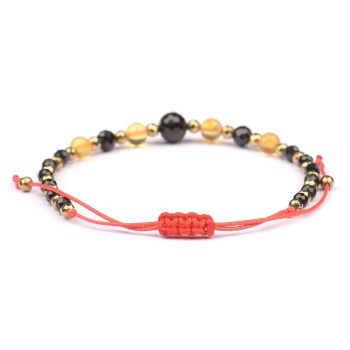 Bransoletka celebrytka czarny TURMALIN BURSZTYN HEMATYT ochrona i szczęście